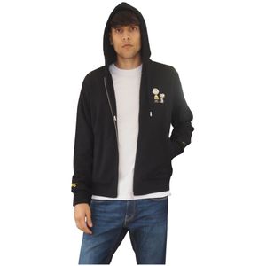 Sun68, Heren, Sweatshirts & Hoodies, Zwart, Maat: M Katoen,