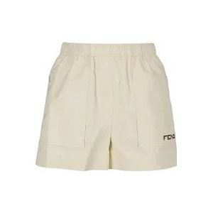 Fendi Elastische Taille Nylon Shorts , Beige , Dames , Maat: S
