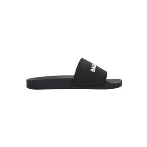 Balenciaga Zwarte rubberen slippers , Black , Heren , Maat: 40 EU
