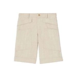 Burberry Bermuda Shorts met wollen patch , Beige , Heren , Maat: M