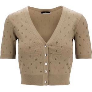 Elisabetta Franchi, Dames, Truien, Beige, Maat: S Viscose,