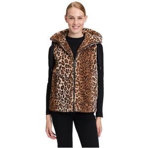 Betty Barclay - Pluche Hooded Vest - Bruin - Dames - Dierenprint