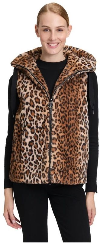 Betty Barclay - Pluche Hooded Vest - Bruin - Dames - Dierenprint