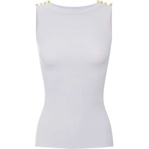 Elisabetta Franchi, Dames, Tops, Wit, Maat: XS Jersey,