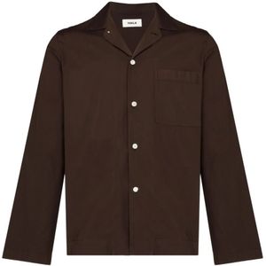 Tekla, Heren, Overhemden, Bruin, Maat: S Katoen,