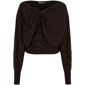 Alberta Ferretti, Dames, Truien, Bruin, Maat: 2XS Wol,