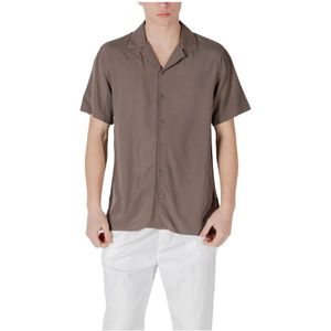 Gianni Lupo, Heren, Overhemden, Bruin, Maat: 2XL Viscose,