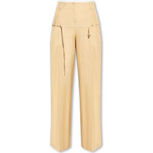 Jacquemus Broek met hoge taille , Beige , Dames , Maat: 3XS