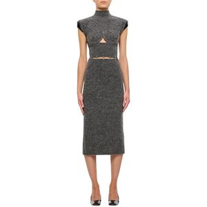 Sportmax, Dames, Jurken, Grijs, Maat: M Wol,