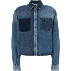 Philosophy di Lorenzo Serafini, Dames, Blouses & Shirts, Blauw, Maat: S Denim,