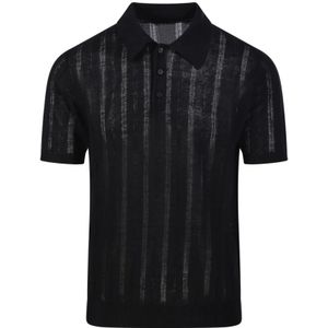 Roberto Collina, Heren, Tops, Zwart, Maat: XL Linnen,