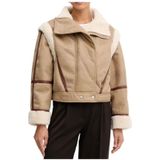 Hugo, Dames, Jassen, Beige, Maat: L Leer,