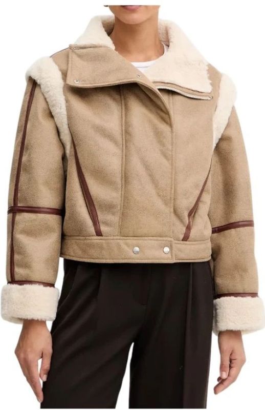 Hugo, Dames, Jassen, Beige, Maat: L Leer,