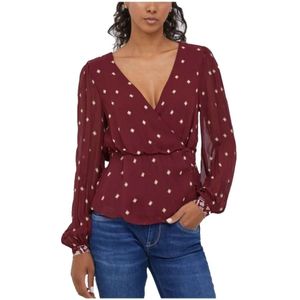 Pepe Jeans, Dames, Blouses & Shirts, Bruin, Maat: XS Leer,
