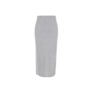 Twinset Grijze Gebreide Midi Rok Logo Patch , Gray , Dames , Maat: M