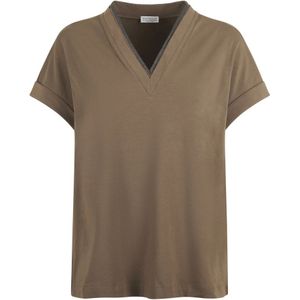 Brunello Cucinelli, Dames, Tops, Bruin, Maat: S Katoen,