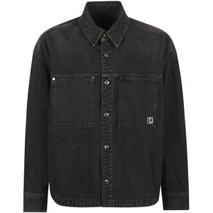 Wooyoungmi, Heren, Overhemden, Zwart, Maat: S Denim,