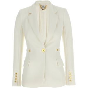 Elisabetta Franchi, Dames, Jassen, Wit, Maat: S Leer,