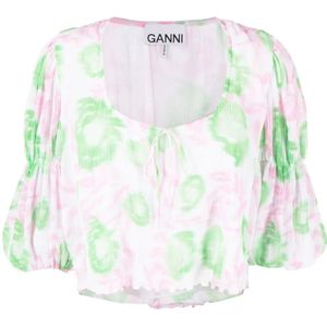 Ganni, Dames, Blouses & Shirts, Veelkleurig, Maat: XS Poliester,
