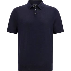 Boggi Milano - Gebreide Polo Shirt - Blauw - 100% Merinowol