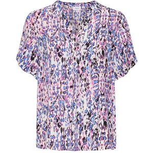 Saint Tropez - Agnessz Ss Top - Blouse - Veelkleurig - Korte Mouwen, V-Hals