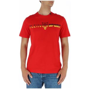 Plein Sport, Heren, Tops, Rood, Maat: M Katoen,