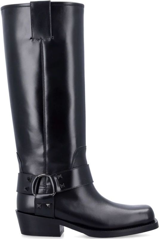 Valentino Garavani - Rockstud Biker Boot - Enkellaarsjes - Zwart - Leer