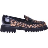 Baldinini - Instappers - Lichtbruin / Zwart - Dierenprint - Leer