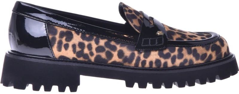 Baldinini - Instappers - Lichtbruin / Zwart - Dierenprint - Leer