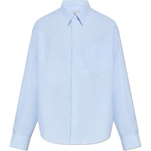 Ami Paris, unisex, Overhemden, Blauw, Maat: 2XS Katoen,
