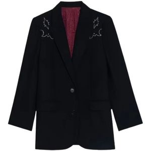 Zadig & Voltaire, Dames, Jassen, Zwart, Maat: XS Leer,