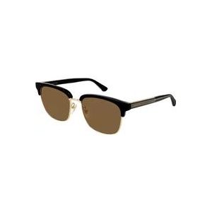 Gucci Zwart/Bruine zonnebril , Black , Heren , Maat: 56 MM