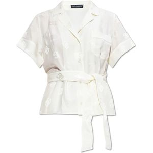Dolce & Gabbana, Dames, Blouses & Shirts, Beige, Maat: XS Zijde,