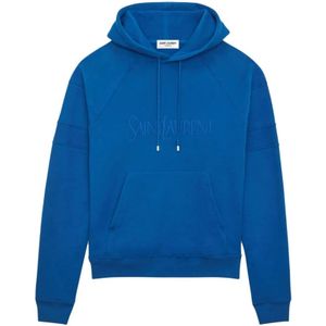 Saint Laurent - Hoodie - Blauw - Heren - Katoen