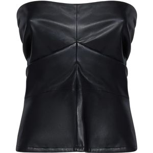 Rotate Birger Christensen, Dames, Tops, Zwart, Maat: S Leer,