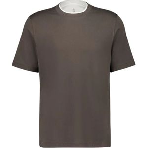 Brunello Cucinelli, Heren, Tops, Bruin, Maat: S Katoen,