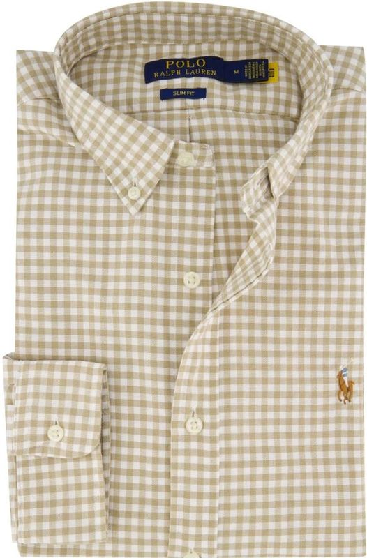 Polo Ralph Lauren - 710852744004 - Overhemd - Beige - Slim Fit - Lange Mouwen