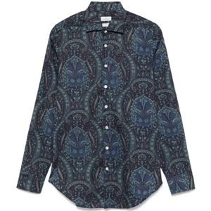 Etro, Heren, Overhemden, Blauw, Maat: S Katoen,