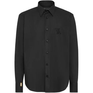 Billionaire, Heren, Overhemden, Zwart, Maat: S Katoen,