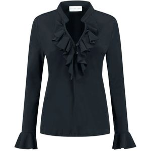 Helena Hart, Dames, Blouses & Shirts, Blauw, Maat: XS Polyamide,