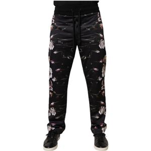 Dolce & Gabbana - Slim Fit Joggingbroek - Zwart - Polyester - Bloemenprint