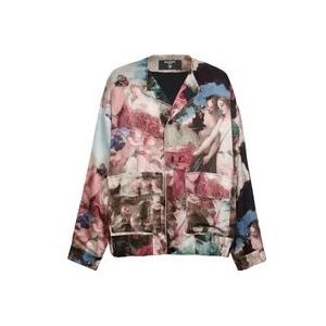 Balmain Pastel Print Satin Varsity Jacket , Multicolor , Heren , Maat: L