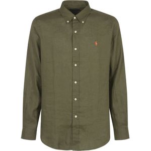 Polo Ralph Lauren, Heren, Overhemden, Groen, Maat: M Linnen,