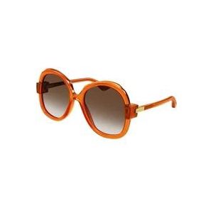Gucci Stijlvolle ronde zonnebril met verlopende lenzen , Orange , Dames , Maat: L/Xl