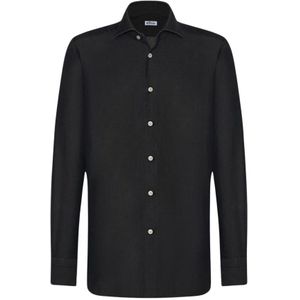 Kiton, Heren, Overhemden, Zwart, Maat: 3XL Denim,