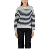 Only - Blauw Gestreepte Strass Sweatshirt - Dames - Katoen