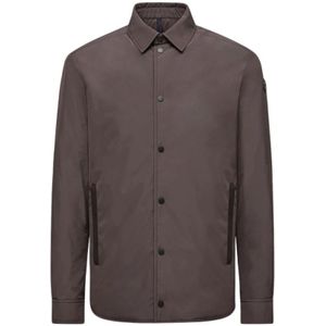 Moncler, Heren, Overhemden, Bruin, Maat: M Poliester,