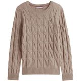 TOMMY HILFIGER - Kabeltrui - Beige - Ronde Hals - Wol