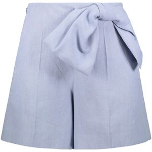Chloé, Dames, Korte broeken, Blauw, Maat: 2XS Linnen,