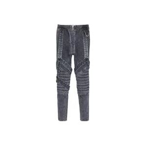 Balmain Katoenen slim-fit jeans met bandjes , Black , Heren , Maat: W33